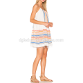 Striping thailand wholesale clothing dresses with a frayed summer skirt